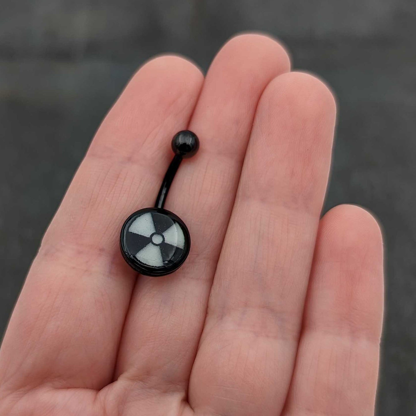 Black Glow in the Dark Radioactive Belly Ring by Onyx O