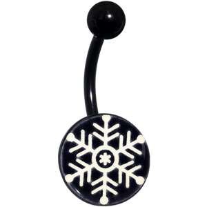 Black Glow in the Dark Holiday Snowflake Belly Ring by Onyx O