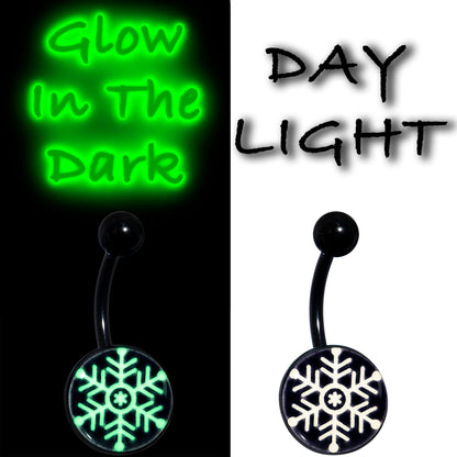 Black Glow in the Dark Holiday Snowflake Belly Ring by Onyx O
