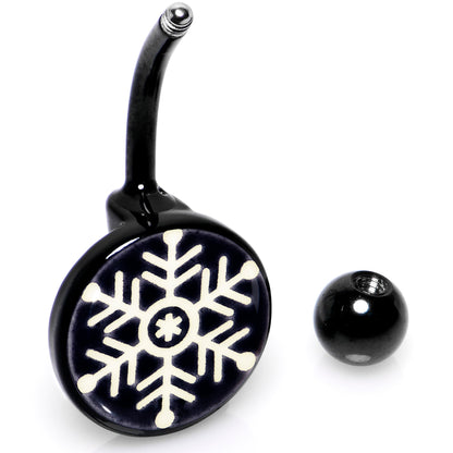 Black Glow in the Dark Holiday Snowflake Belly Ring by Onyx O