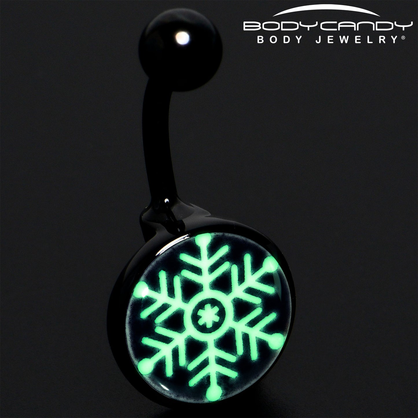 Black Glow in the Dark Holiday Snowflake Belly Ring by Onyx O