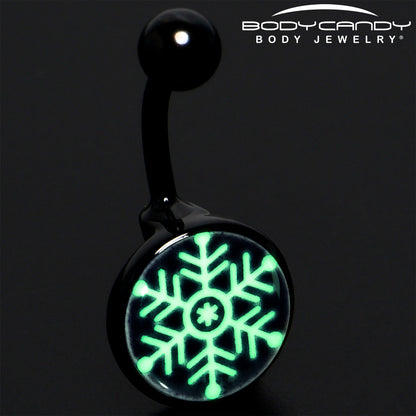 Black Glow in the Dark Holiday Snowflake Belly Ring by Onyx O