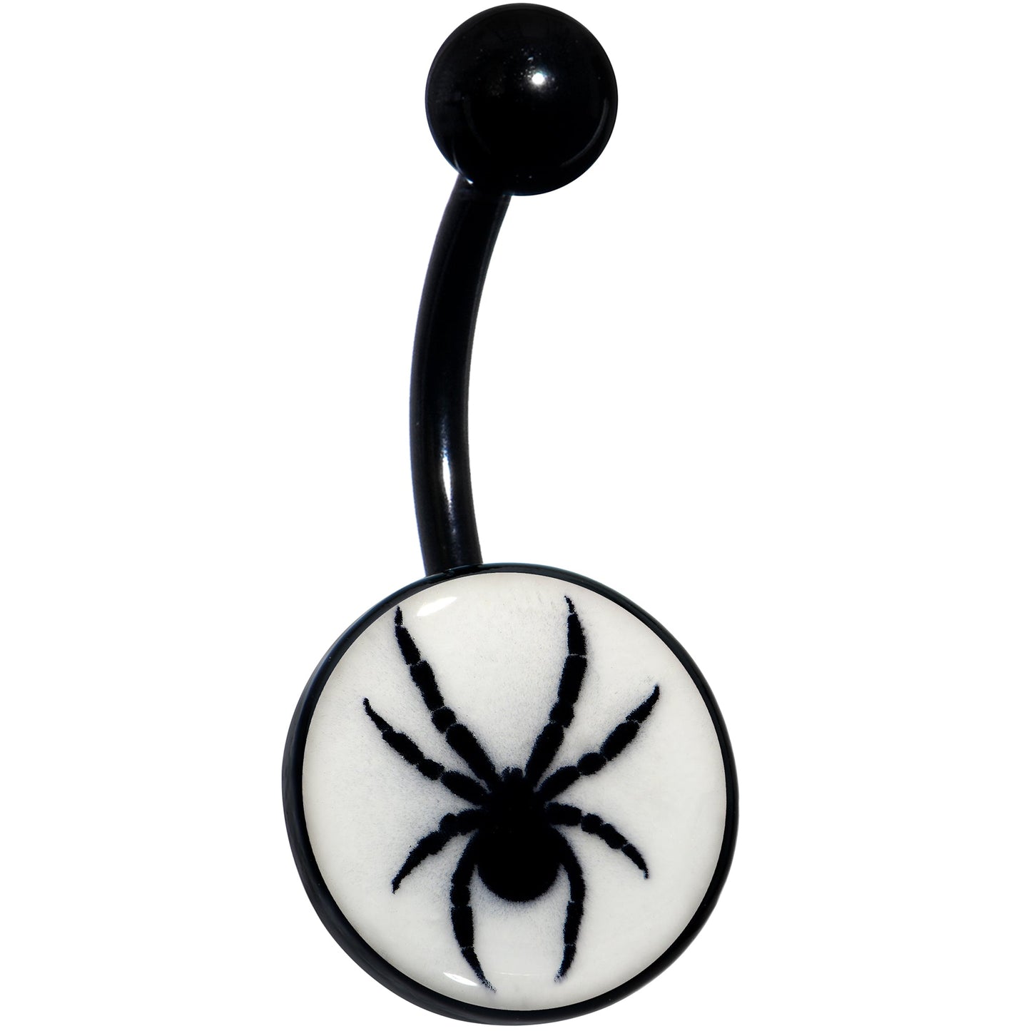 Black Glow in the Dark Black Widow Spider Belly Ring by Onyx O