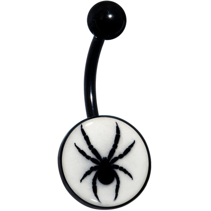Black Glow in the Dark Black Widow Spider Belly Ring by Onyx O