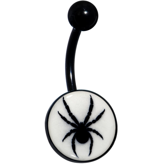 Black Glow in the Dark Black Widow Spider Belly Ring by Onyx O