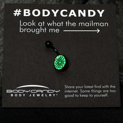 Black Glow in the Dark Heart Spider Web Belly Ring by Onyx O