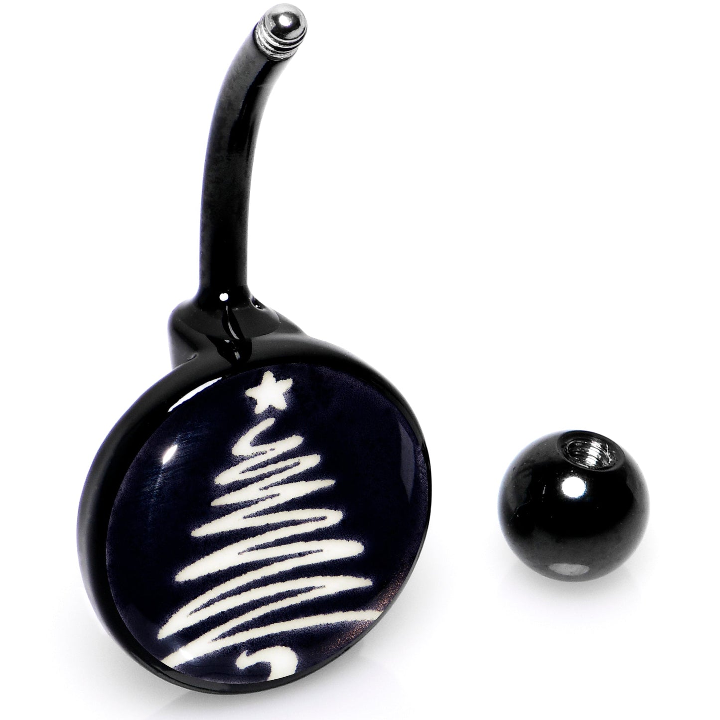 Black Glow in the Dark Holiday Christmas Tree Belly Ring by Onyx O