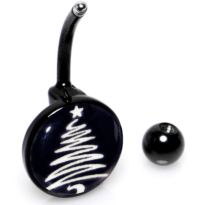 Black Glow in the Dark Holiday Christmas Tree Belly Ring by Onyx O