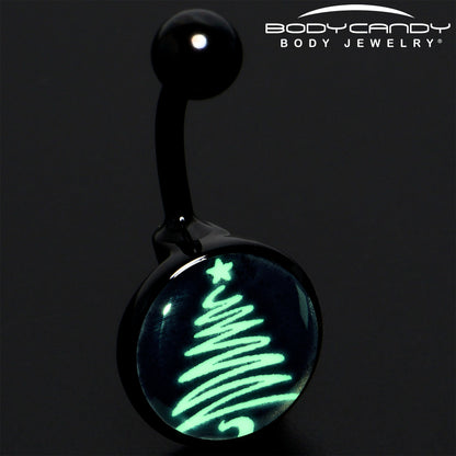 Black Glow in the Dark Holiday Christmas Tree Belly Ring by Onyx O