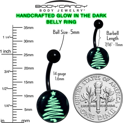 Black Glow in the Dark Holiday Christmas Tree Belly Ring by Onyx O