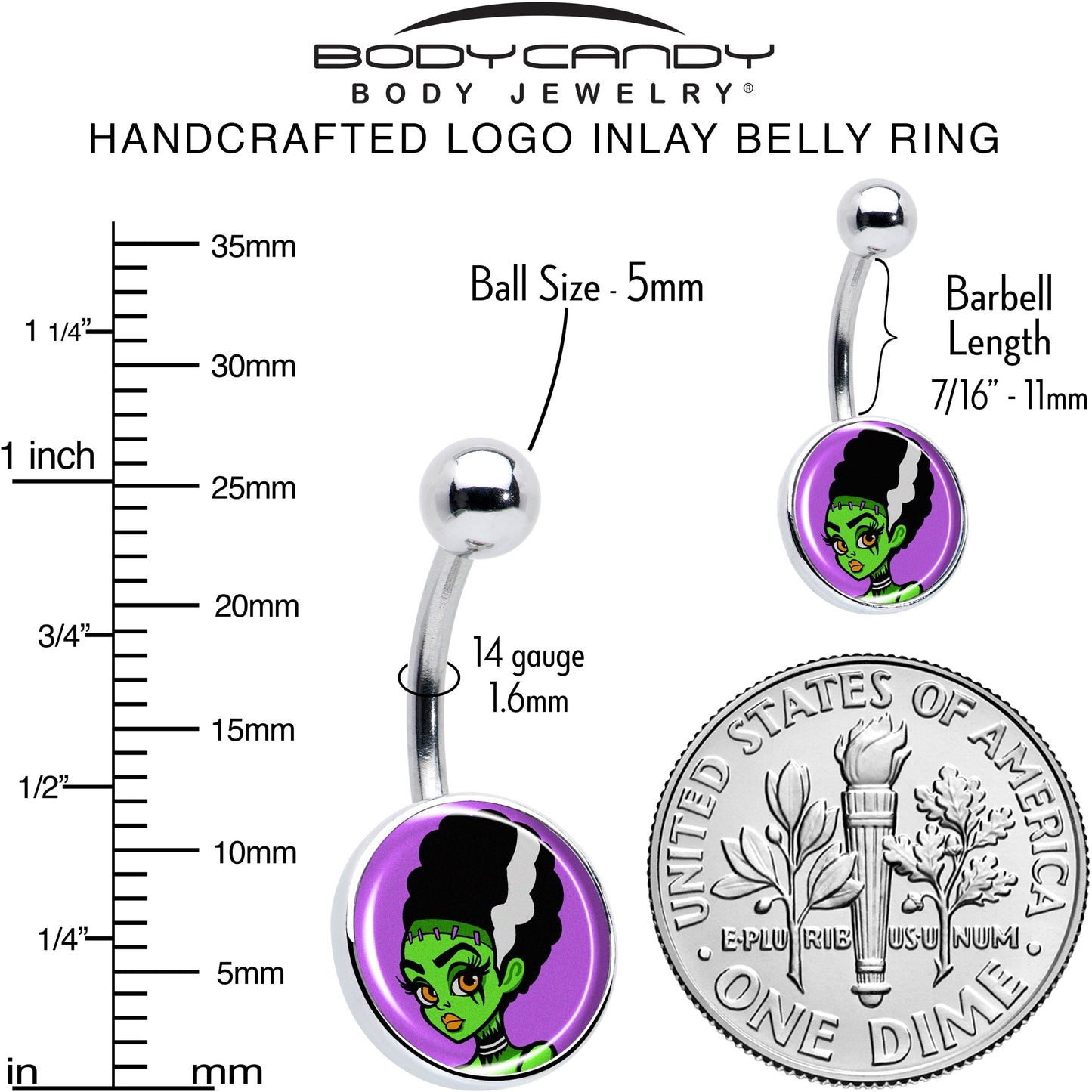 Bride of Frankenstein Belly Ring by Onyx O