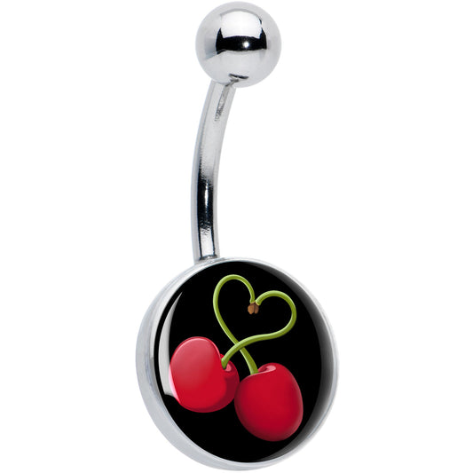 Cherry Heart Belly Ring by Onyx O