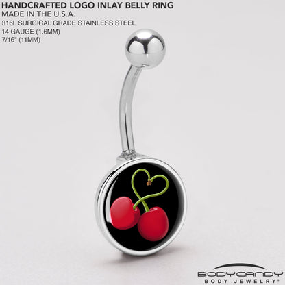 Cherry Heart Belly Ring by Onyx O