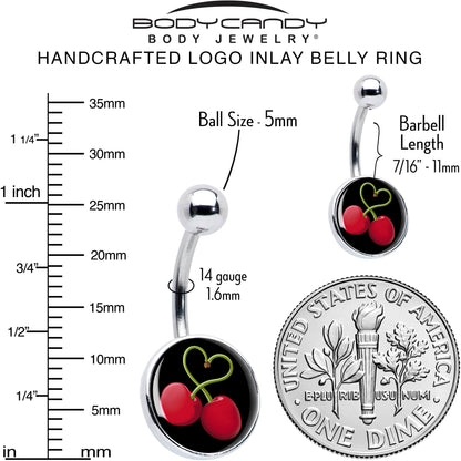 Cherry Heart Belly Ring by Onyx O