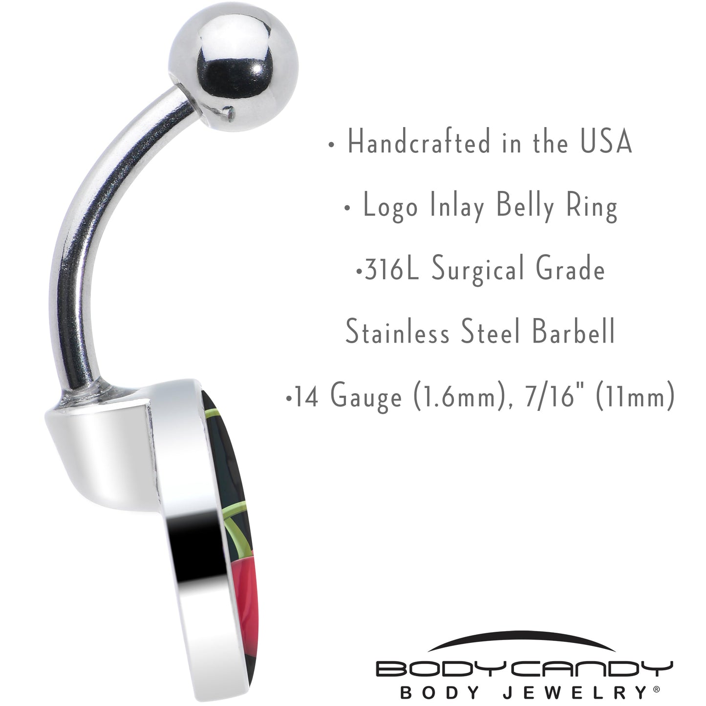 Cherry Heart Belly Ring by Onyx O