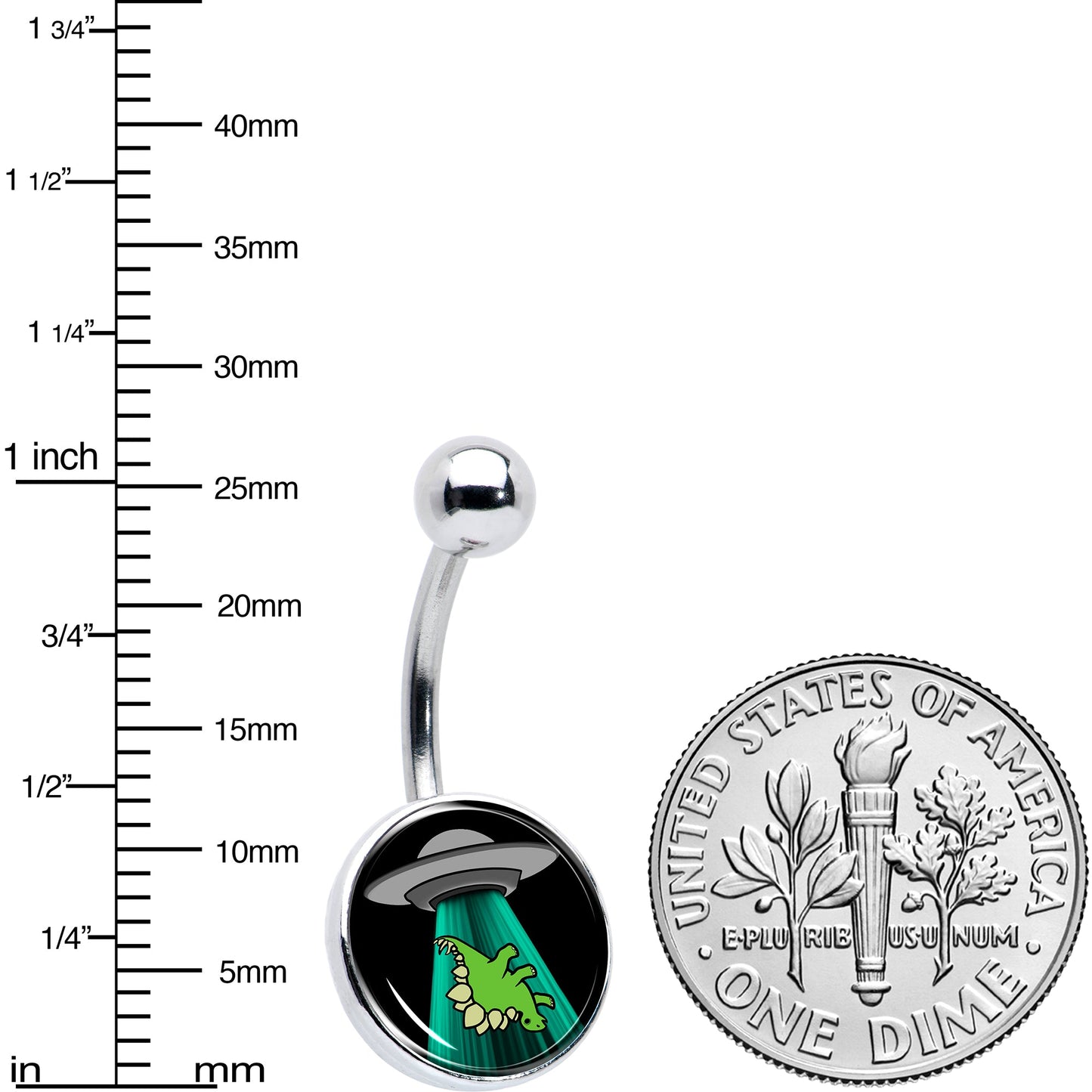 Alien UFO Dinosaur Abduction Belly Ring by Onyx O