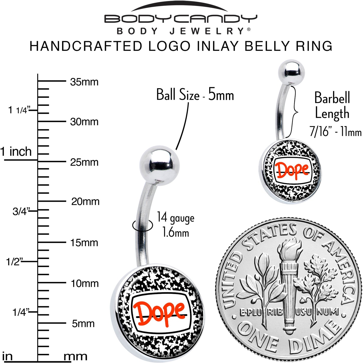 Dope Composition Notebook Belly Ring by Onyx O