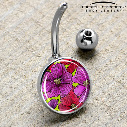 Blossom Creation Tropical Floral Flowers Belly Ring by Onyx O