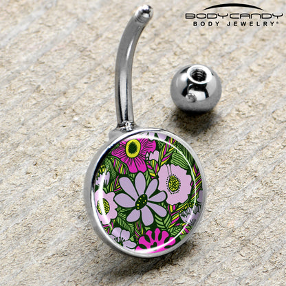 Blossom Creation Paradise of Pink Flowers Belly Ring by Onyx O