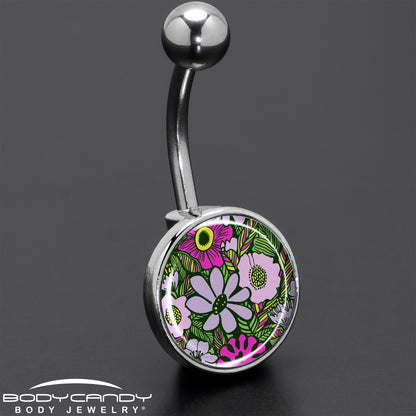 Blossom Creation Paradise of Pink Flowers Belly Ring by Onyx O