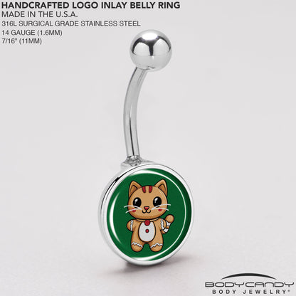 Christmas Holiday Gingerbread Kitty Cat Belly Ring by Onyx O