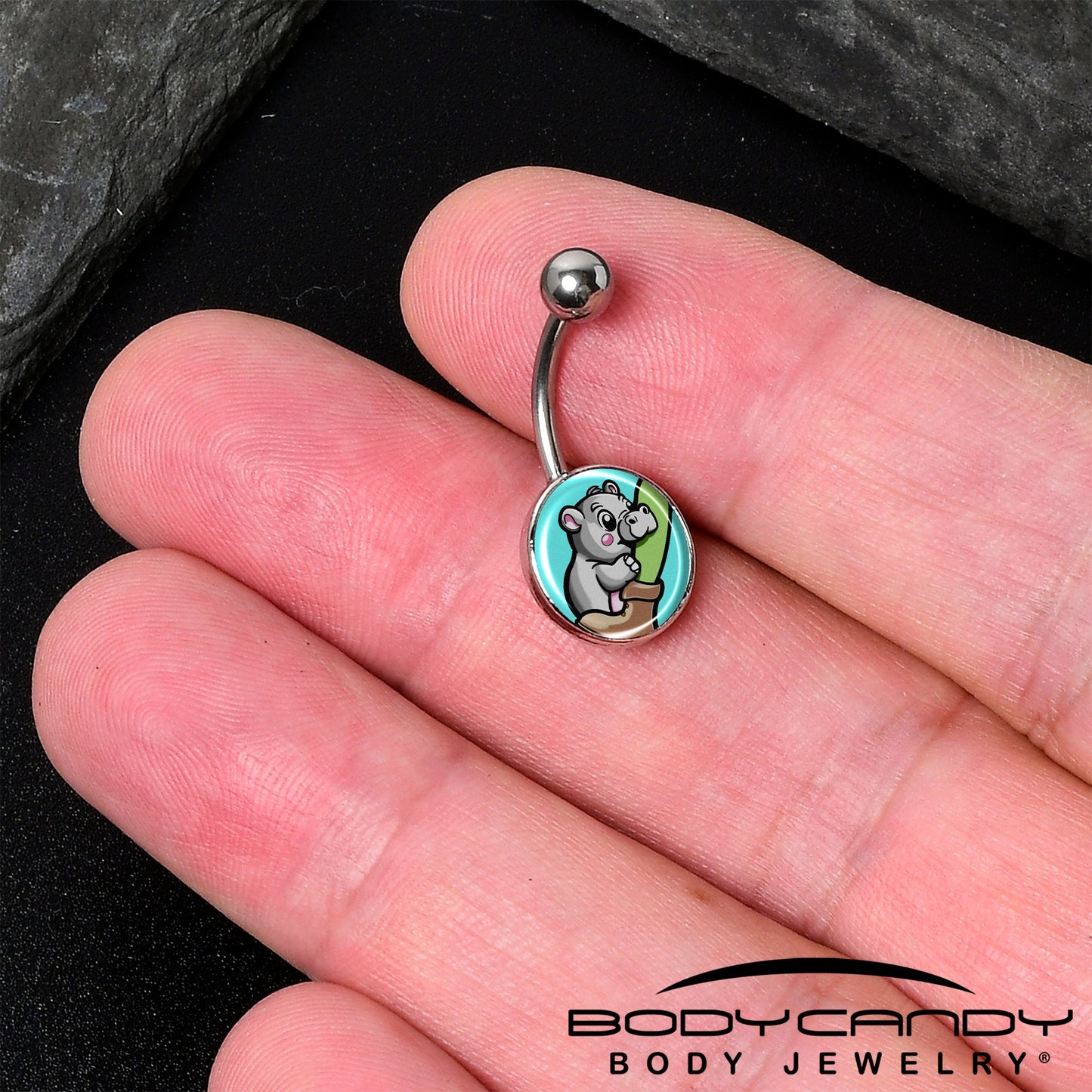 Cute Biting Baby Hippo Belly Ring