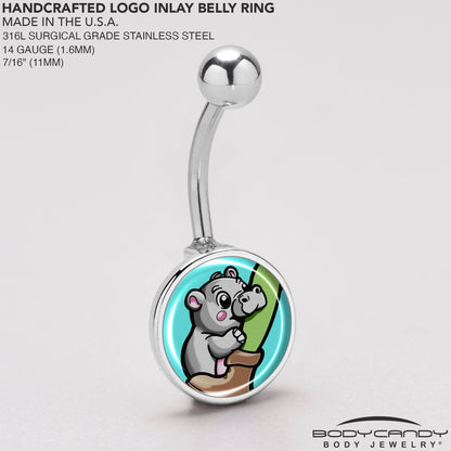 Cute Biting Baby Hippo Belly Ring