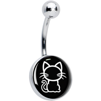 Black and White Kitty Cat Belly Ring by Onyx O