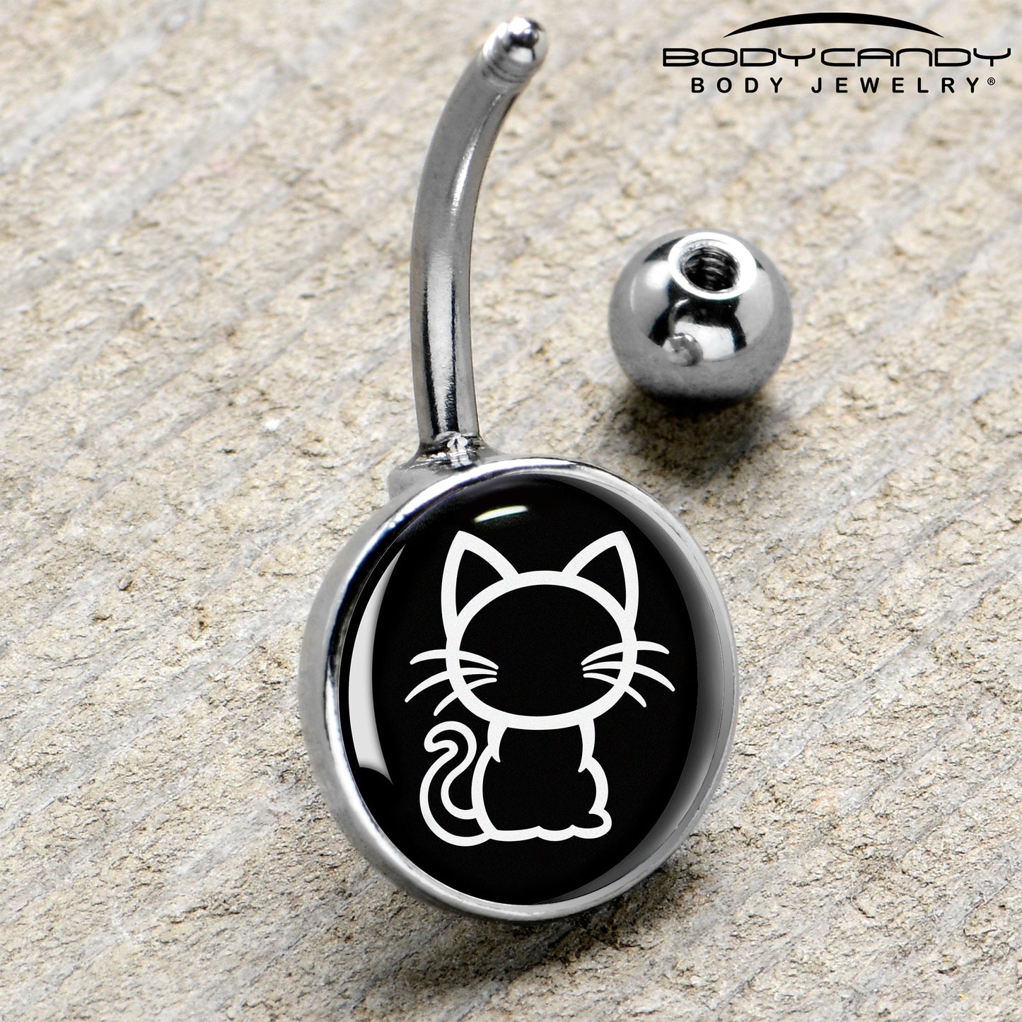 Black and White Kitty Cat Belly Ring by Onyx O
