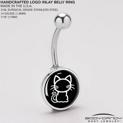 Black and White Kitty Cat Belly Ring by Onyx O