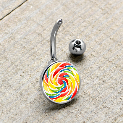 Rainbow Swirl Lollipop Belly Ring by Onyx O