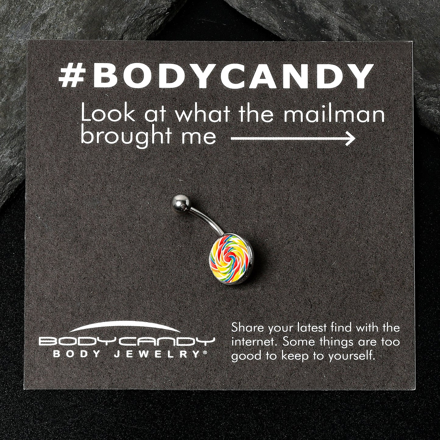 Rainbow Swirl Lollipop Belly Ring by Onyx O