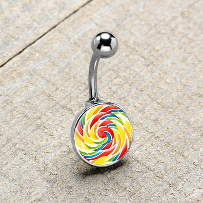 Rainbow Swirl Lollipop Belly Ring by Onyx O
