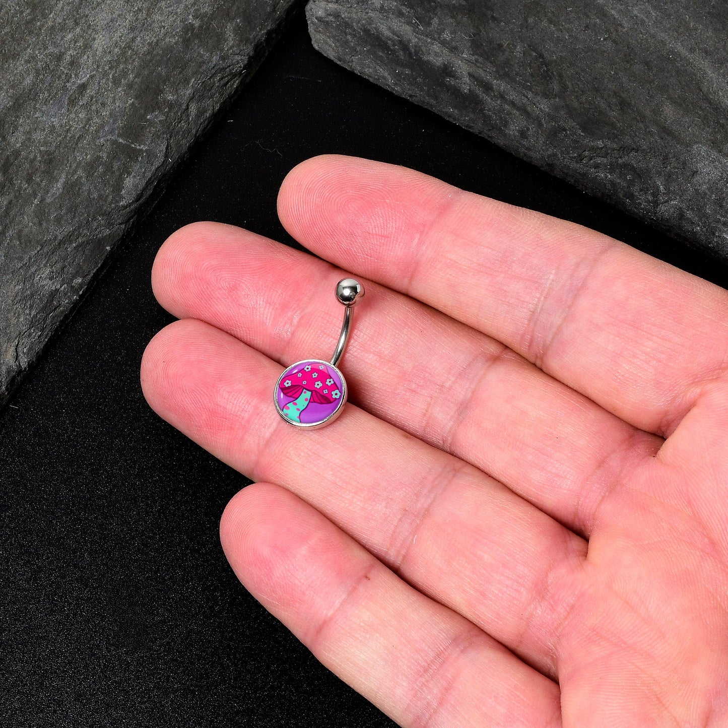 Funky Floral Mushroom Belly Ring by Onyx O