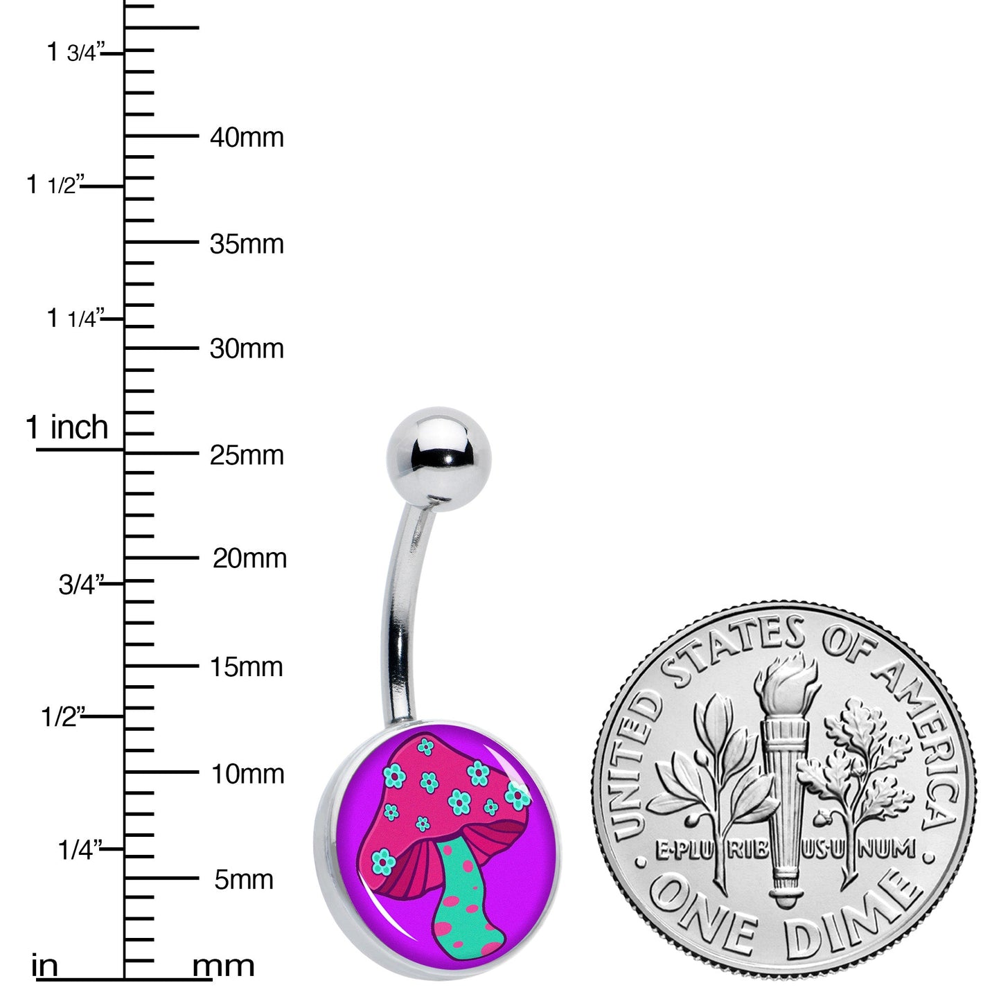 Funky Floral Mushroom Belly Ring by Onyx O