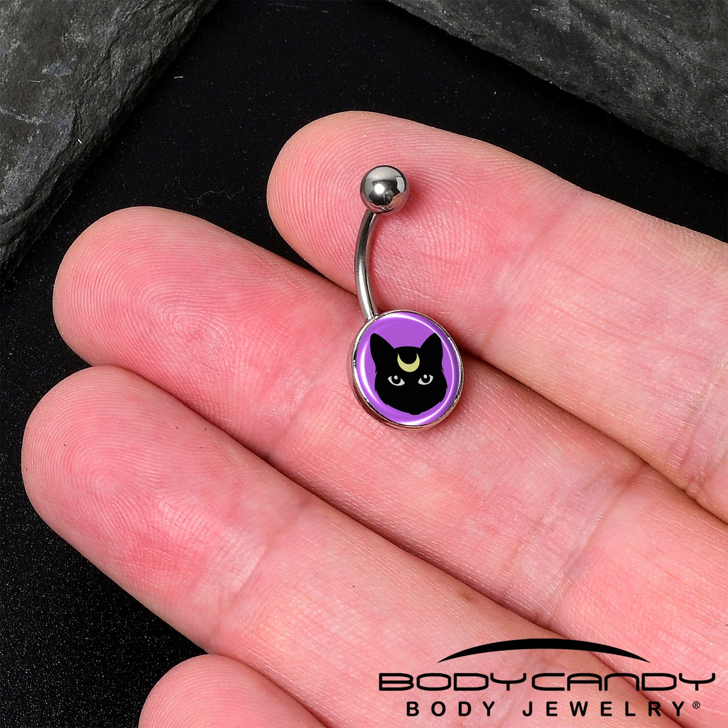 Black Mystic Kitty Cat Belly Ring by Onyx O