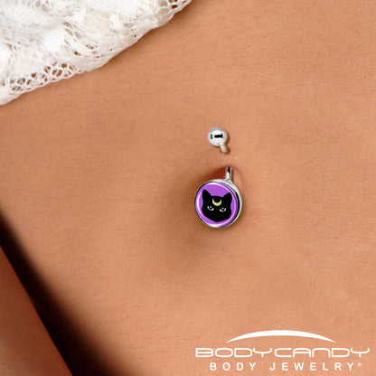 Black Mystic Kitty Cat Belly Ring by Onyx O