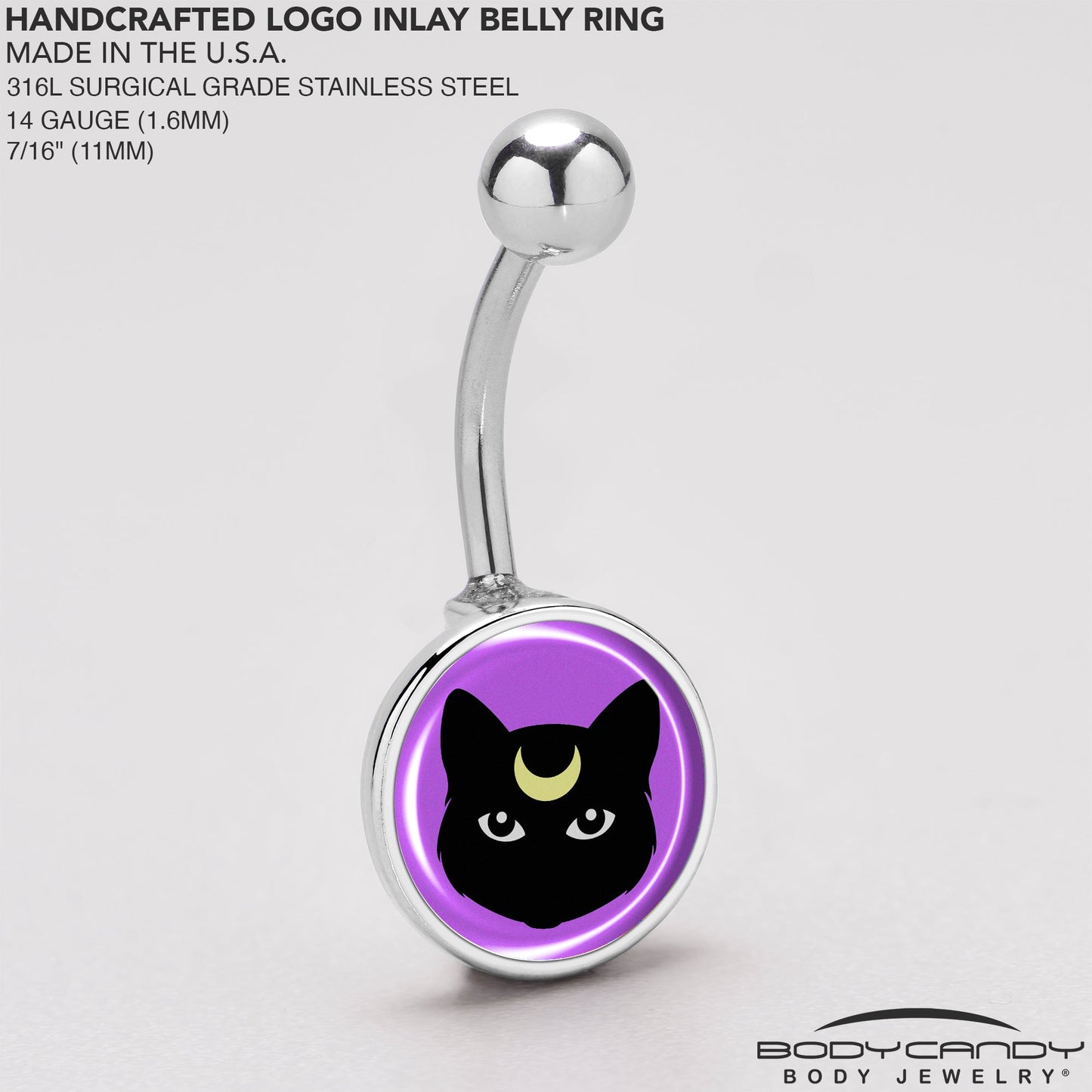 Black Mystic Kitty Cat Belly Ring by Onyx O