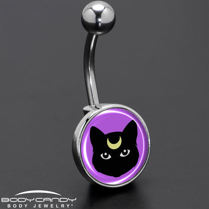 Black Mystic Kitty Cat Belly Ring by Onyx O