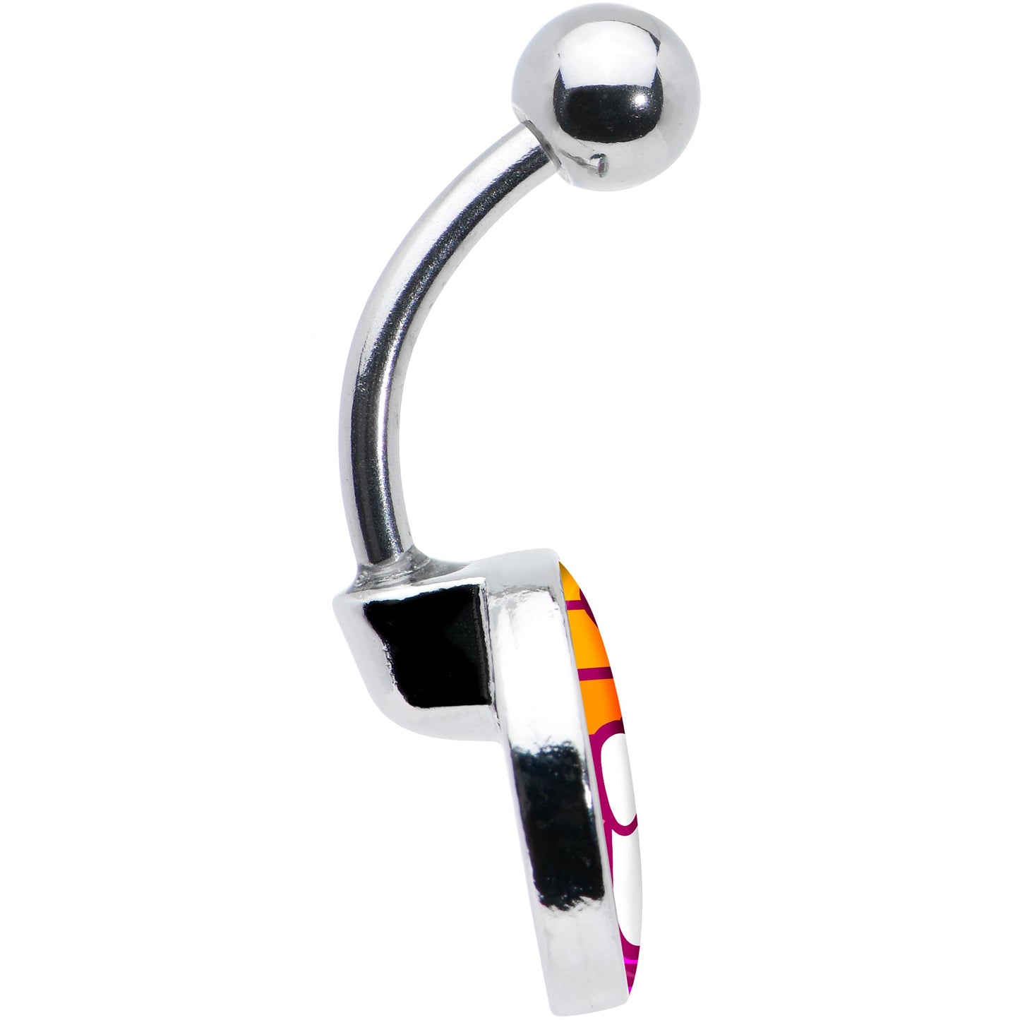 Retro Stripes Peace Sign Fingers Belly Ring by Onyx O