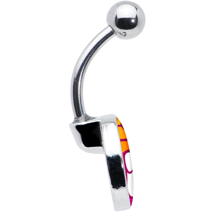 Retro Stripes Peace Sign Fingers Belly Ring by Onyx O