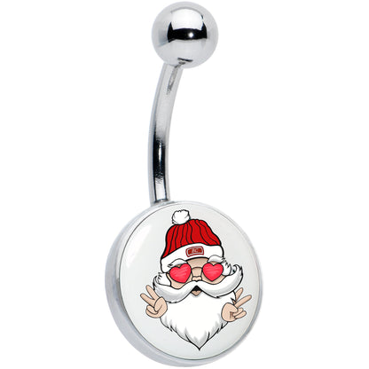 Christmas Peace Love Santa Belly Ring by Onyx O
