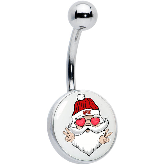 Christmas Peace Love Santa Belly Ring by Onyx O