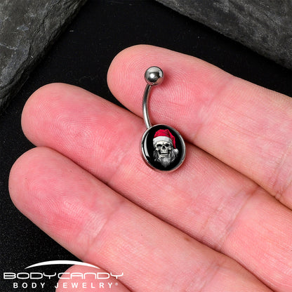 Holiday Skeleton Santa Claus Belly Ring by Onyx O