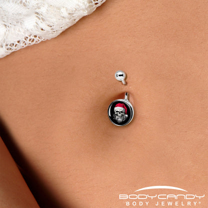 Holiday Skeleton Santa Claus Belly Ring by Onyx O