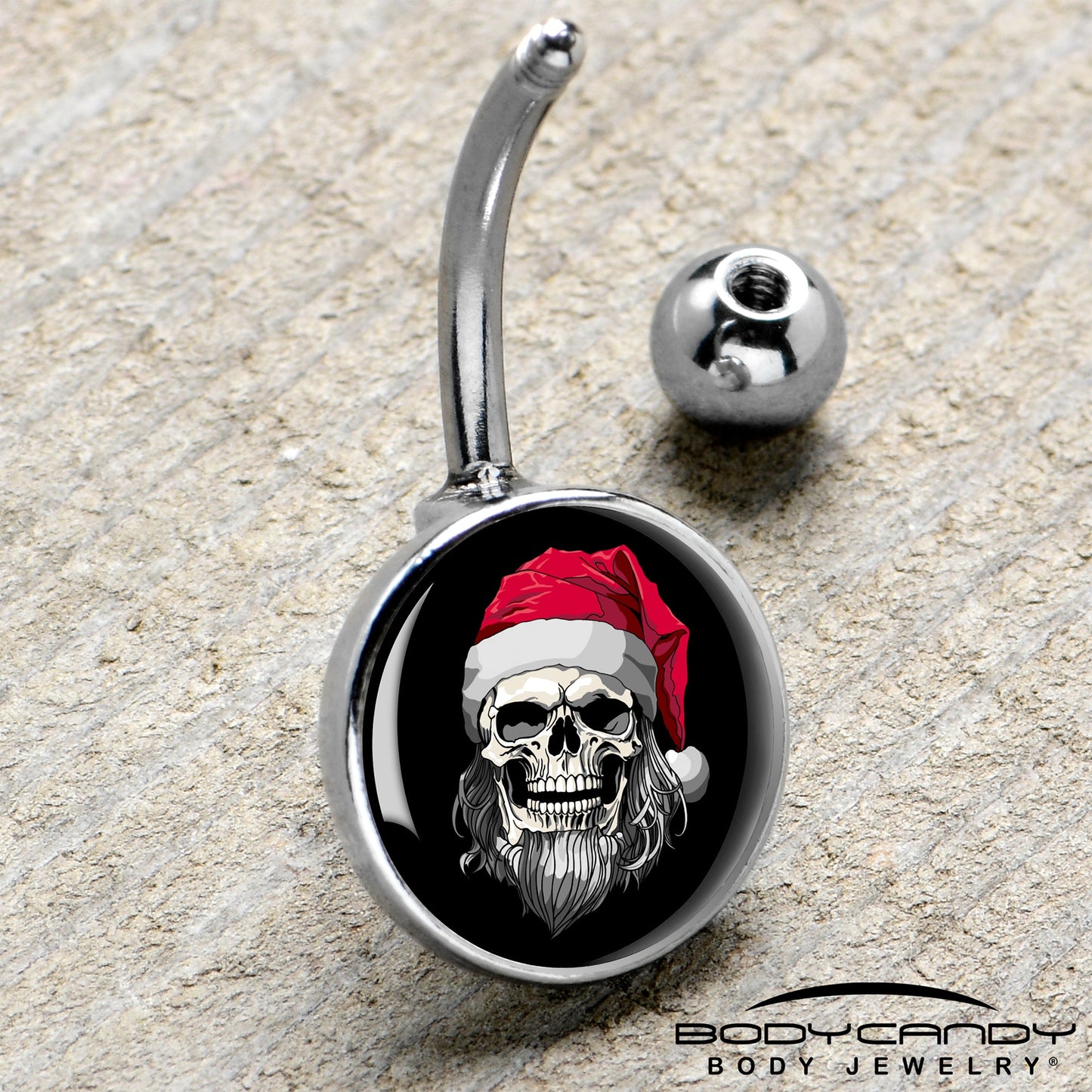 Holiday Skeleton Santa Claus Belly Ring by Onyx O