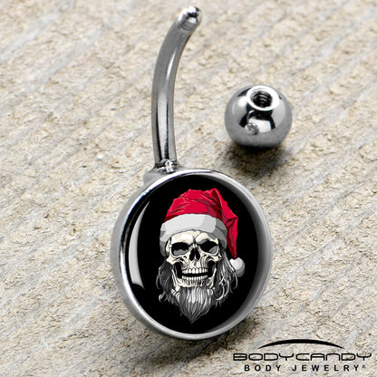 Holiday Skeleton Santa Claus Belly Ring by Onyx O