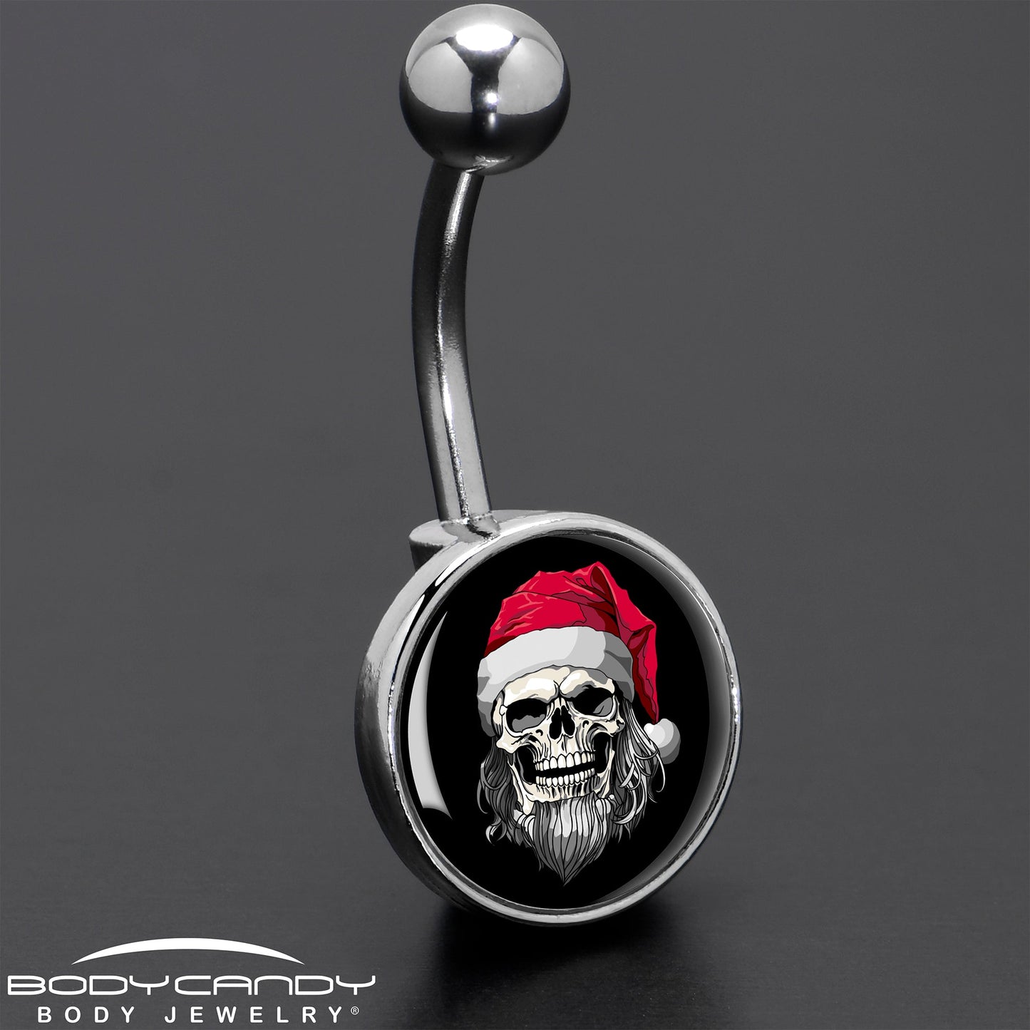 Holiday Skeleton Santa Claus Belly Ring by Onyx O
