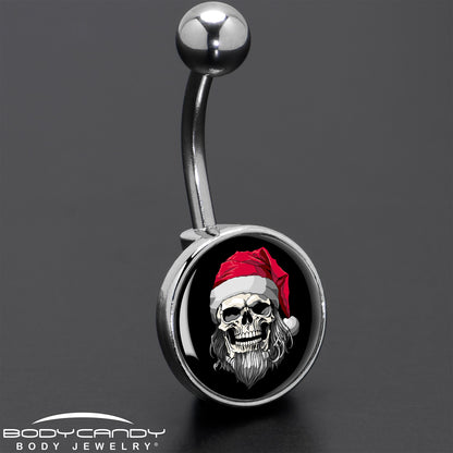 Holiday Skeleton Santa Claus Belly Ring by Onyx O