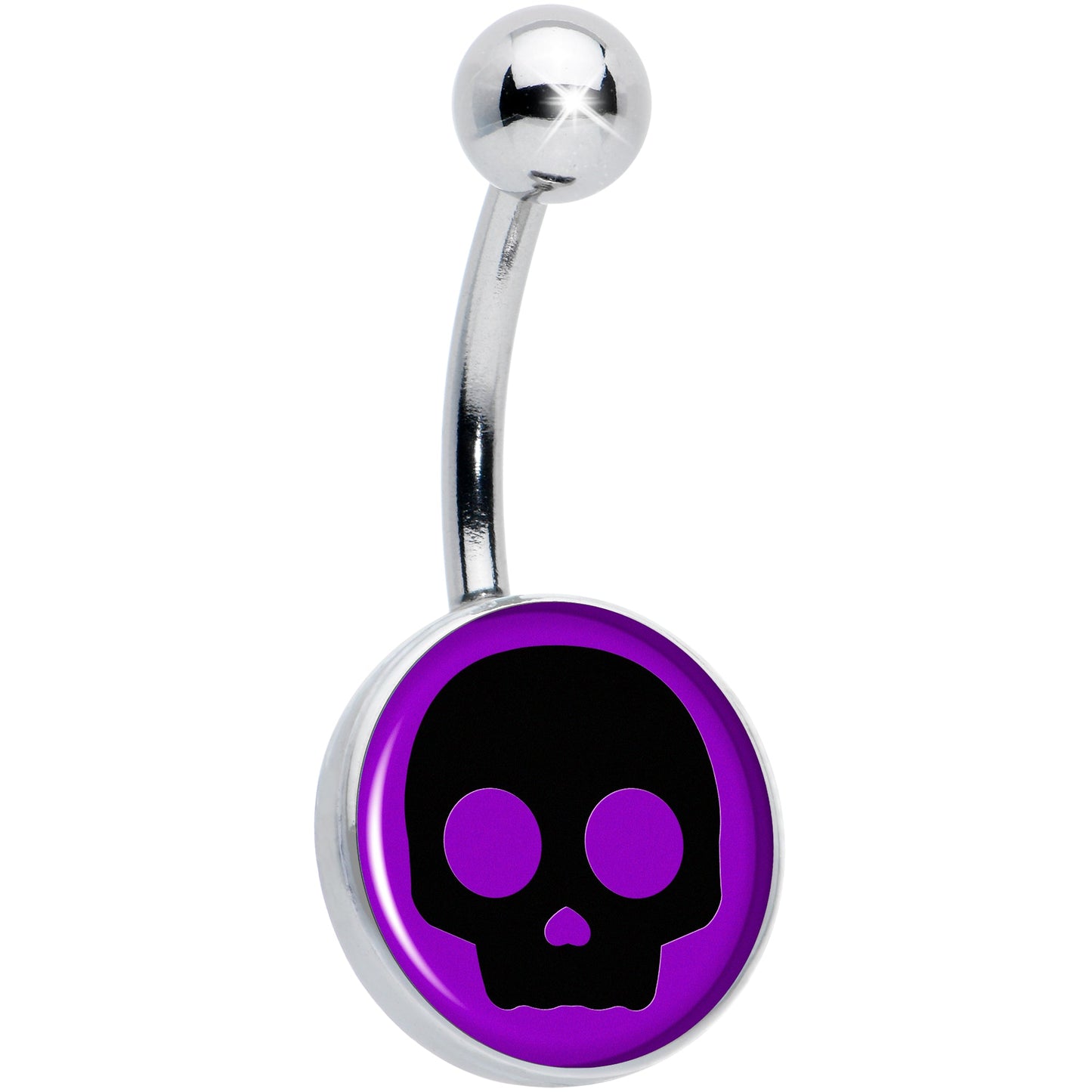 Purple Black Simple Skull Belly Ring by Onyx O